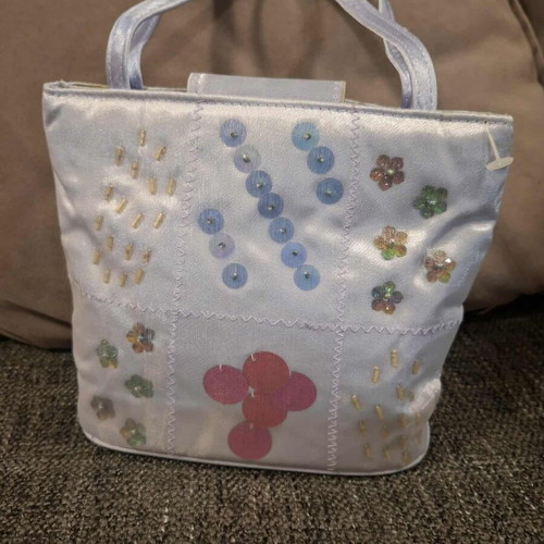Purple handheld bag embroidered with beads and sequins like new