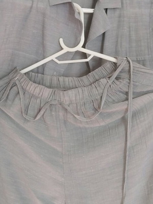 SiSi linen women's shirt and pants set, grey, size S
