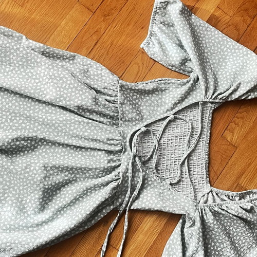 H&M women's dress, floral mint green with white flowers