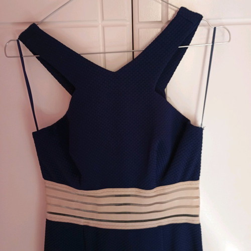 Slim midi dress like new with waist transparency, Love Me Apparel, beige and blue, size S