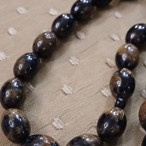 Worry beads black coral used, 33 beads, high-strength cord