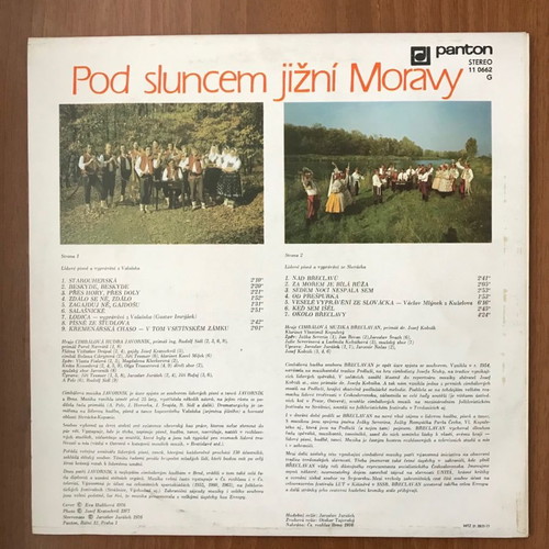 Pod Sluncem - Jižní Moravy vinyl like new, folk