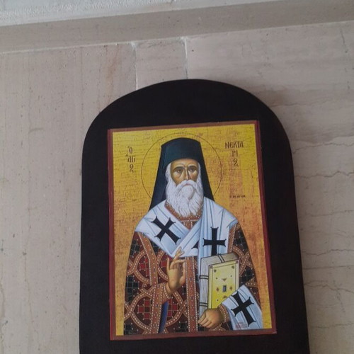 Wooden Icon of St. Nektarios new, 39×28 cm, decoupage technique