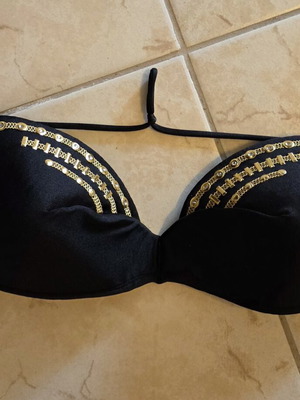 Ice Play Strapless Bikini Top black with gold details size 46 like new