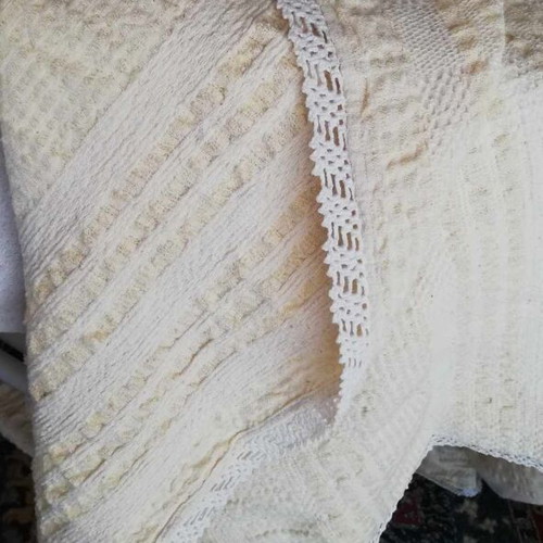 Woven blanket throw like new, wool and cotton 200x190 cm