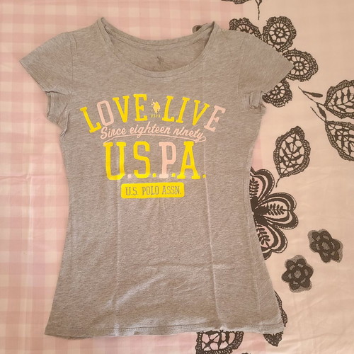 Girls' T-shirt used Polo Club gray, short sleeves, size M/L 12-13 years