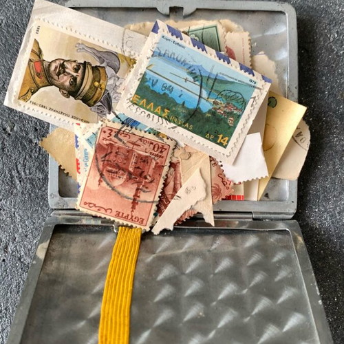 Old box with stamps used