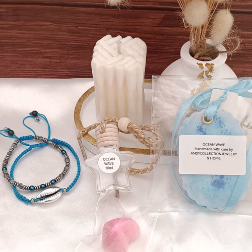 Ocean Wave Gift Set with Bracelets and Aromatic Car and Wardrobe Fresheners