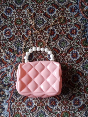 Children's silicone bag with pearls and designs used, pink