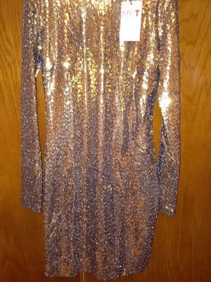 MyT Mini Dress New With Gold Sequins Size M