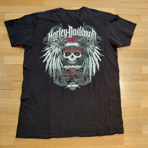 Harley Davidson Las Vegas Cafe Skull Shirt size L used, black