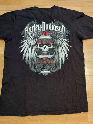 Harley Davidson Las Vegas Cafe Skull Shirt size L used, black