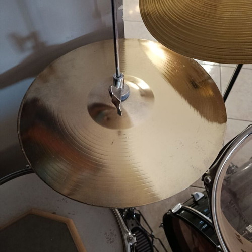 Ludwig drum set used with bass drum, snare, toms and cymbals