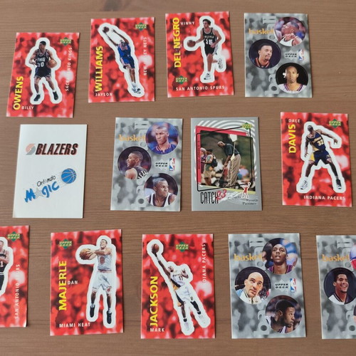 NBA Upper Deck 1997 vintage basketball stickers, like new, pack of 13