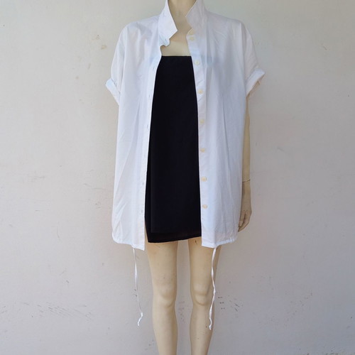 Oversize white shirt used with drawstring detail