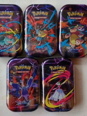 Pokemon Mega Evolution Mini Tins used, empty art set