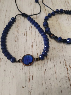 Bracelet set with adjustable size, blue, new, 2 pieces