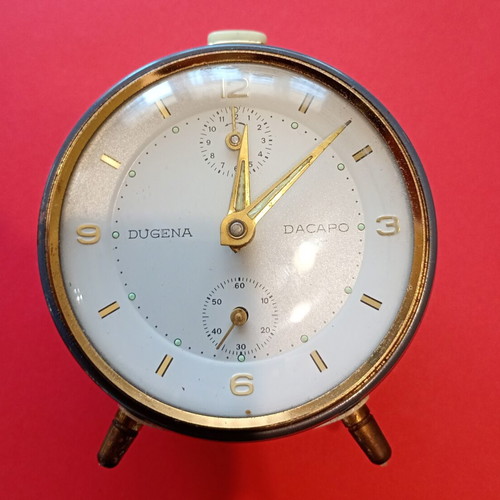 Dugena Dacapo vintage German mechanical alarm clock used