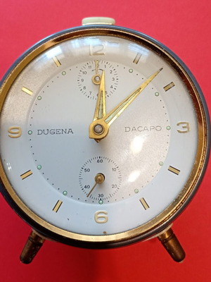 Dugena Dacapo vintage German mechanical alarm clock used