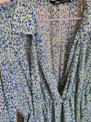 Φόρεμα Zara μίνι XL σαν καινούργιο, άσπρο και μπλε