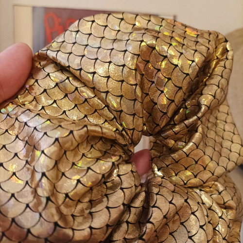 Mermaid hairstyle scrunchy new, iridescent gold fabric