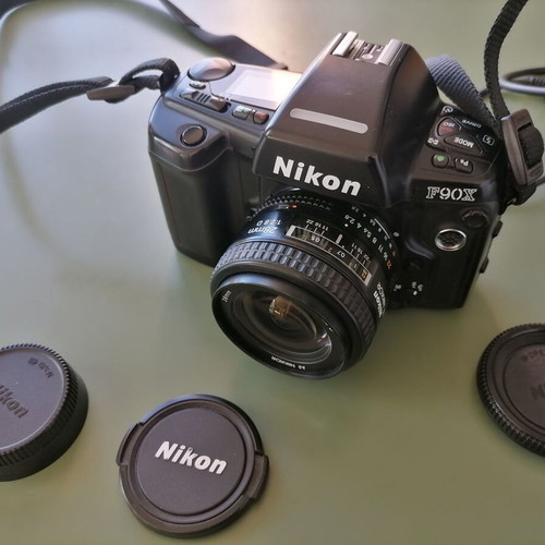 Nikon F90X analog 35mm camera like new with AF Nikkor 28mm lens and remote