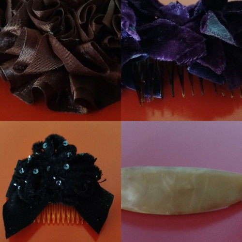 Vintage hair accessories like new, satin, velvet and resin hair clips
