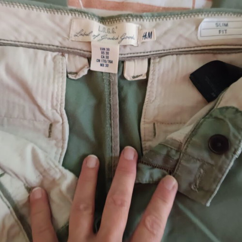 H&M l.o.g.g. cotton pants, green, size medium/small