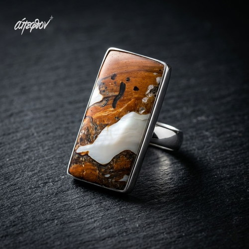 Earthscape Jasper ring silver 925 new, brown
