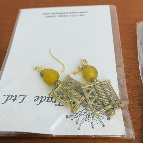 Set of 3 boho handmade earrings new, Ghana