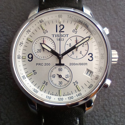 Tissot PRC 200 Chronograph men's watch like new, white and silver