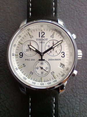 Tissot PRC 200 Chronograph men's watch like new, white and silver