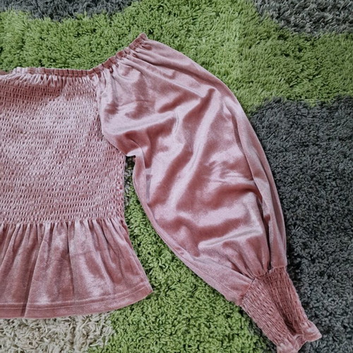 Primark pink velvet women blouse new, size S/M