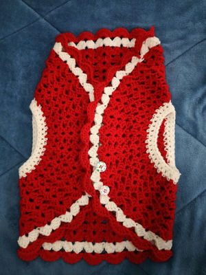 Crop top XS Y2k vintage knitted vest new, white and red
