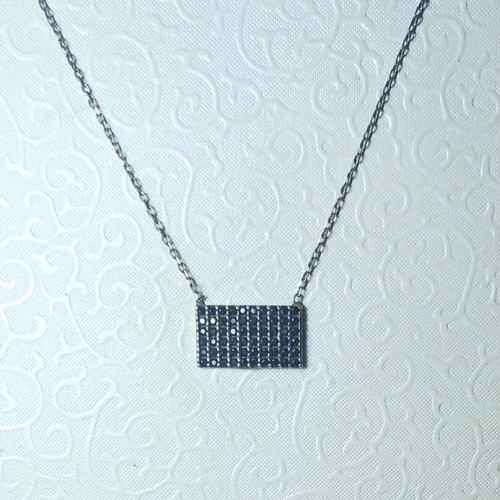Silver necklace 925° with black zirconia, 42cm length, new