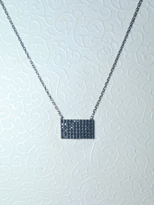 Silver necklace 925° with black zirconia, 42cm length, new