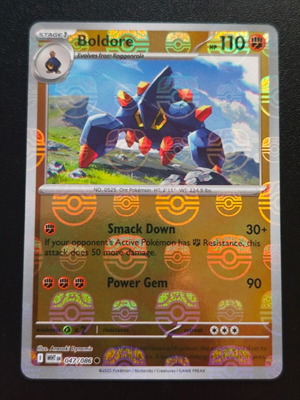 Pokemon Boldore 047/086 Masterball Reverse Holo White Flare 2025 new