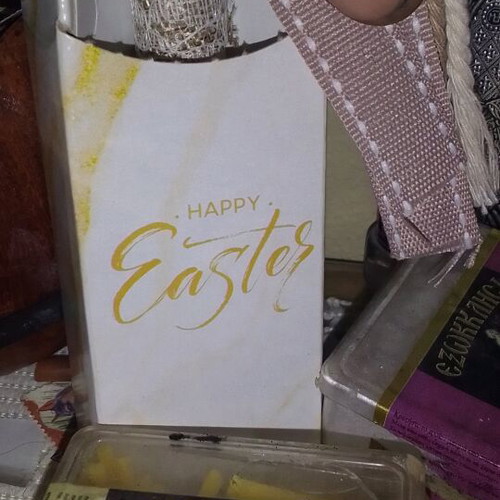 Easter candle new with decorations in box