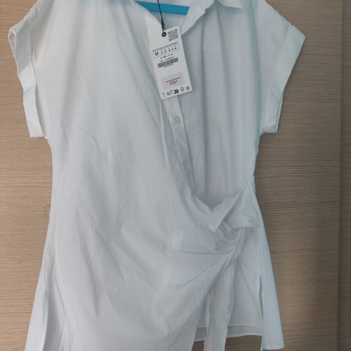 Zara white shirt with side tie, new