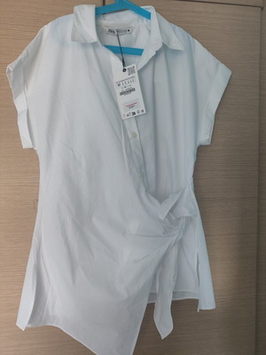 Zara white shirt with side tie, new