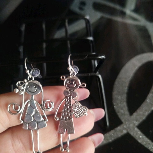 Retro Peg Accessories dangling earrings new, silver
