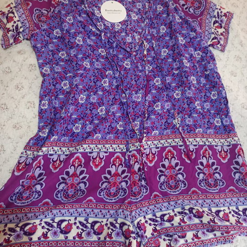 One-piece shorts purple with prints size XXL new