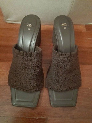 Zara дамски сандали mule платформа кафяви като нови, номер 38