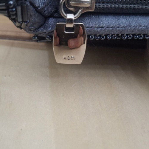 KEM grey satin evening shoulder bag embroidered with beads