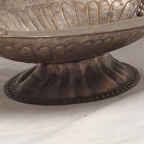 Vintage Silver Plate Fruit Bowl with Grape Decoration, 1950s, Like New