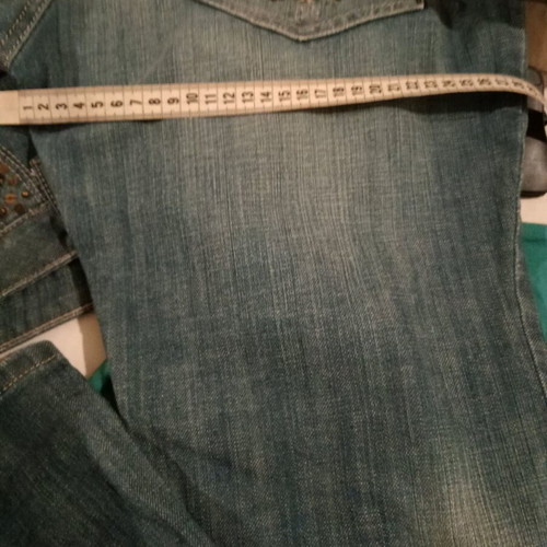 Motivi flared jeans used with embroidery and sequins, size UK 12