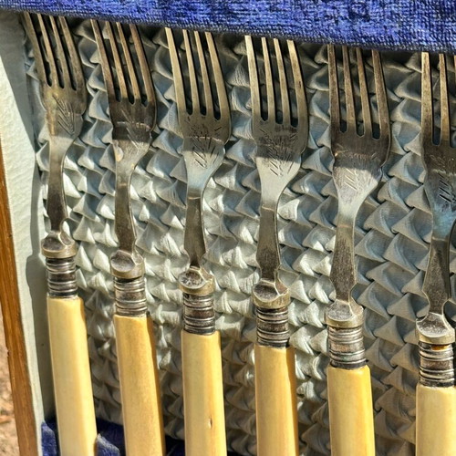 Vintage cutlery set in wooden case like new