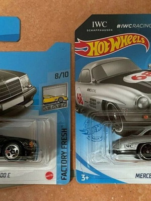 Hot Wheels Mercedes Benz 300 SL and 500 E toy cars new