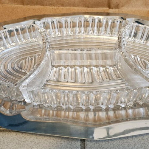 Serving tray for nuts like new with 4 glass compartments