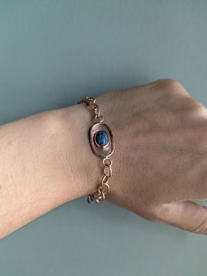 Handmade copper bracelet with sodalite semiprecious stone new
